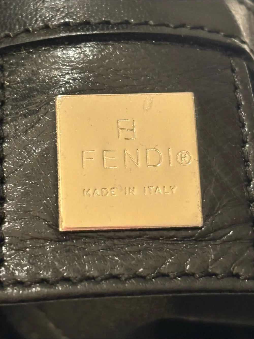 Fendi Black Shoulder Bag with Silver Logo Buckle